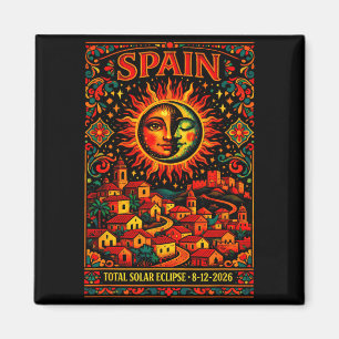 Aimant Éclipse totale de soleil en Espagne 2026 Art folkl