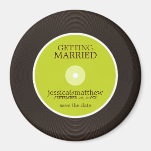 Aimant Économies de mariage de disque vinyle la date