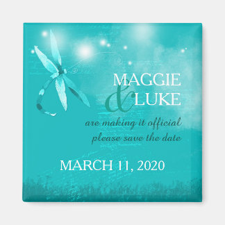 Aimant Économies turquoises de mariage de libellule snob