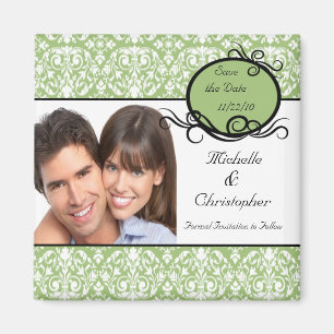 Aimant Économies vertes élégantes de photo de damassé