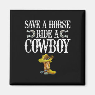 Aimant Économisez Une Promenade À Cheval Sur Un Cowboy