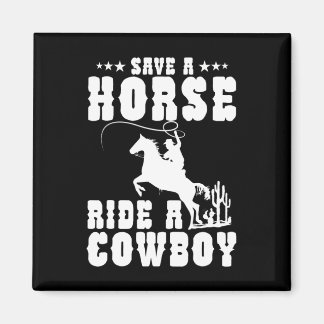 Aimant Économisez Une Promenade À Cheval Un Cowboy Drôle 