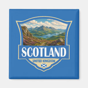 Aimant Écosse Royaume-Uni Illustration Rétro Badge