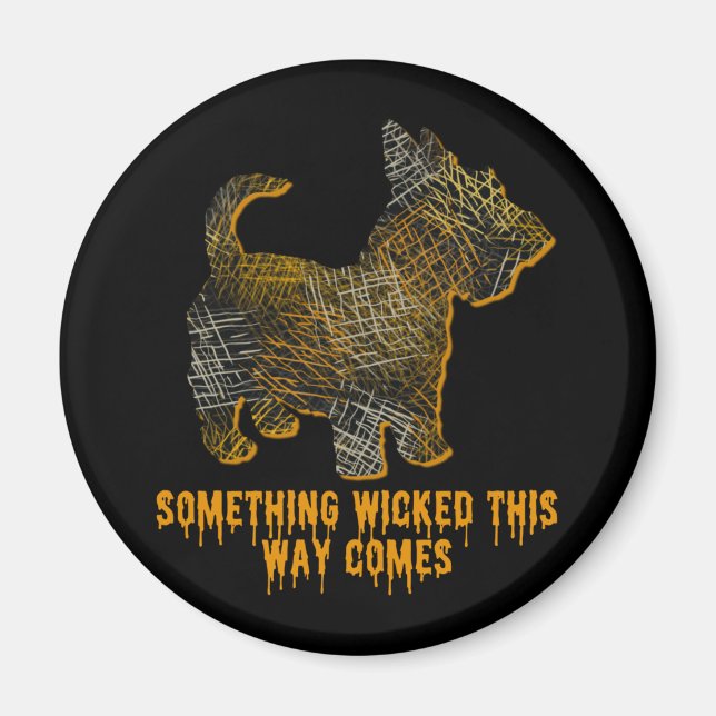 Aimant Ecosse Terrier Chien Silhouette Fun Halloween (Devant)