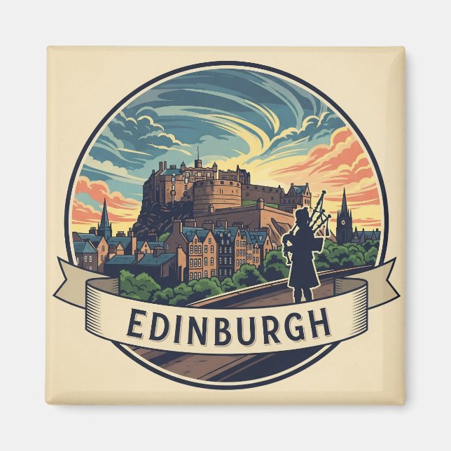 Aimant Ecosse vintage Édimbourg Castle Travel (Devant)