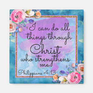 Aimant Écriture sainte florale d'aquarelle toutes les