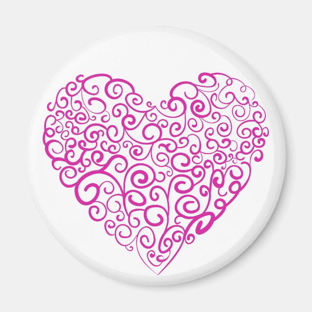 Aimant Écriture spirale coeur rose pour la Saint Valentin (Devant)