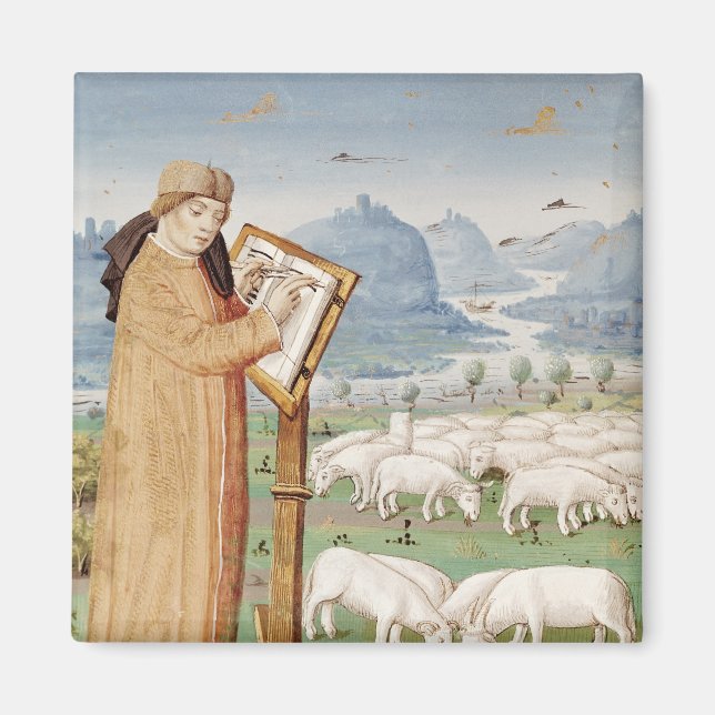 Aimant Écriture virale dans un champ de moutons et de chè (Devant)