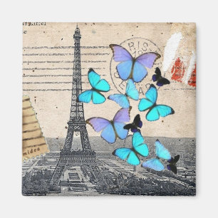 Aimant écritures postmark papillon Paris Effiel Tower