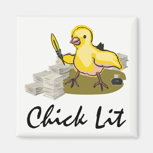 Aimant Écrivain Lit avec papier et Quill Plume (Devant)