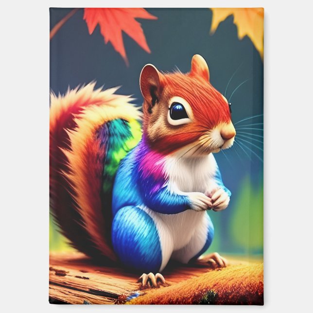 Aimant Écureuil Assis Mignon Coloré (Recto)