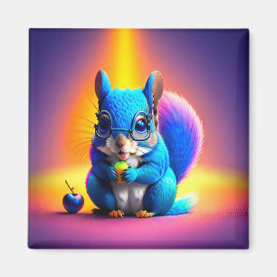 Aimant Écureuil Bleu Mangeant Un Fruit