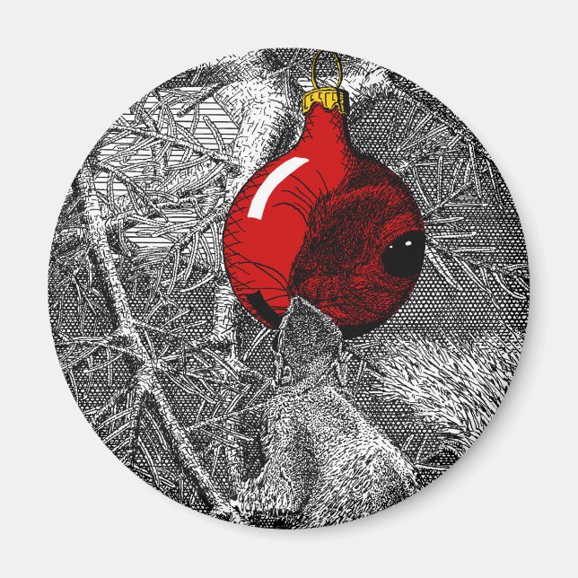 Aimant Écureuil dans un sapin de Noël (Devant)
