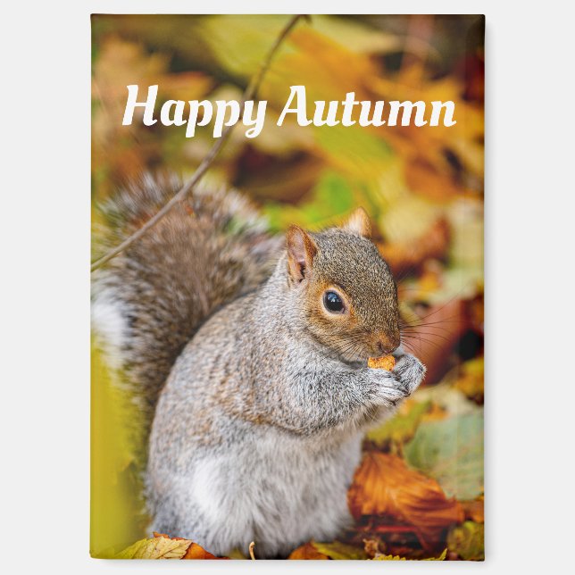 Aimant Écureuil d'Automne Joyeux (Recto)