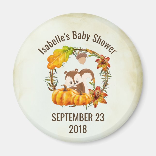 Aimant Écureuil de la couronne florale Automne STD rustiq (Devant)