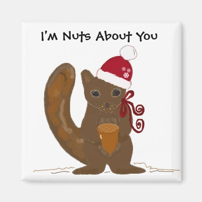 Aimant Écureuil de Noël avec mignon qui dit (Devant)