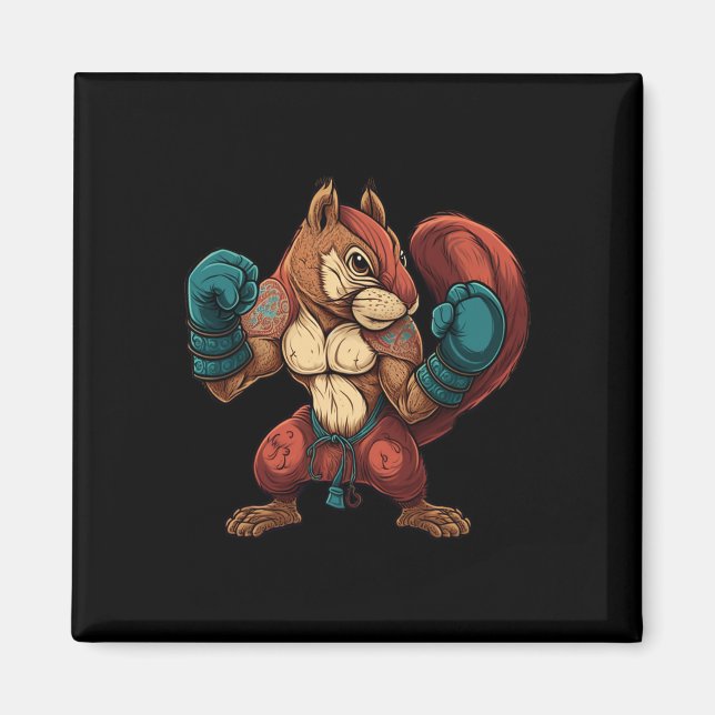 Aimant Écureuil kickboxeur Boxe Gants de boxe Mma Kickbo (Devant)