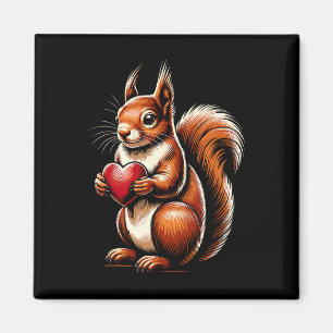 Aimant Écureuil tenant un cœur Saint-Valentin Mignon Vale
