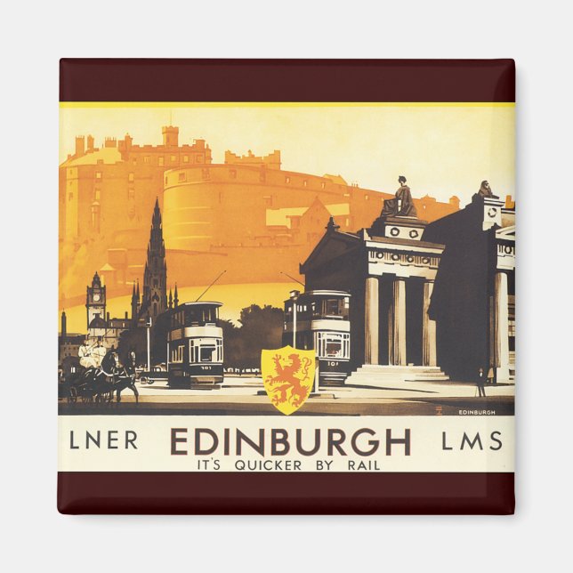 Aimant Edimbourg via LNER Rail Poster (Devant)