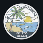 Aimant Edisto Beach Caroline du Sud Vintage<br><div class="desc">Edisto Beach dessiné à la main avec des montagnes et des vagues de l'océan en arrière - plan. Parfait pour ceux qui aiment visiter Edisto Beach.</div>