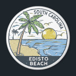 Aimant Edisto Beach Caroline du Sud Vintage<br><div class="desc">Edisto Beach dessiné à la main avec des montagnes et des vagues de l'océan en arrière - plan. Parfait pour ceux qui aiment visiter Edisto Beach.</div>