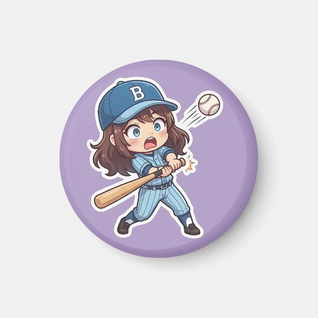 Aimant Édition Chibi Baseball - Jeu de Bunt de Batteur (Devant)