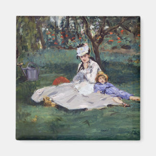 Aimant Edouard Manet - La famille Monet dans leur jardin