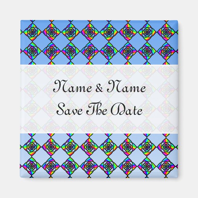 Aimant Effet De Verre Tissé Modèle Floral. (Devant)