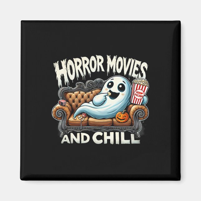 Aimant Éffrayant Ghost Halloween Horreur Films Et Chill M (Devant)