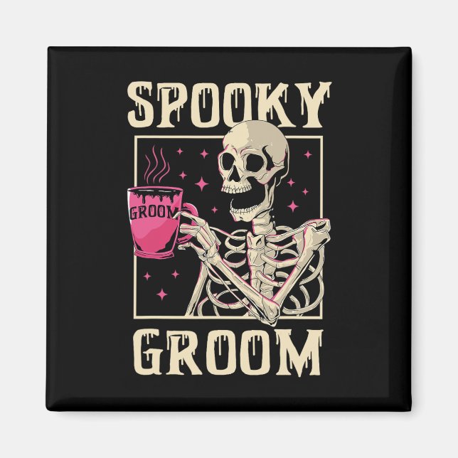 Aimant Éffrayant Groom Skeleton Halloween Mariage Bachelo (Devant)