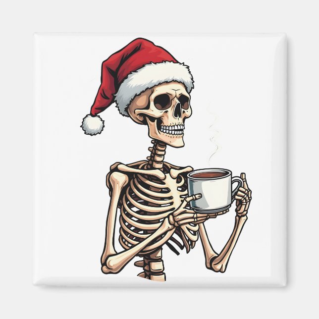 Aimant Éffrayant Halloween Sipping Café Noël Père Noël (Devant)