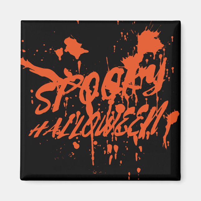 Aimant Éffrayant Halloween Splash Rétro Rouge Orange Horr (Devant)