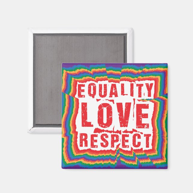 Aimant Égalité Amour et respect Mois de la fierté (Recto/Verso)