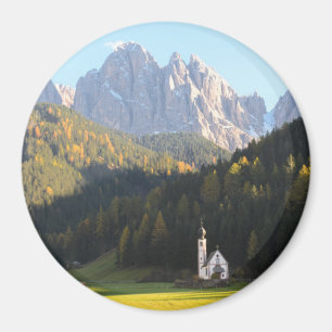 Aimant Église avec l'aimant rond de montagne de dolomite