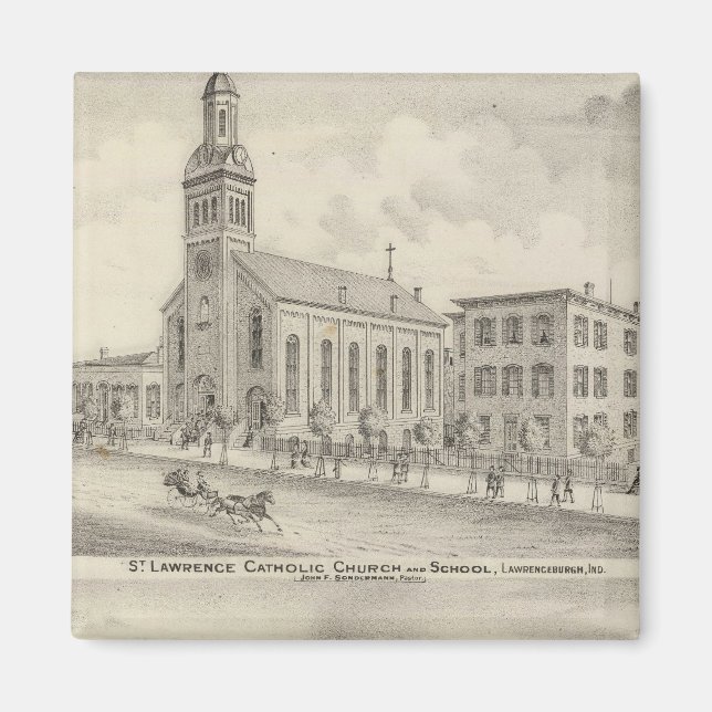 Aimant Église catholique du Saint-Laurent et école (Devant)