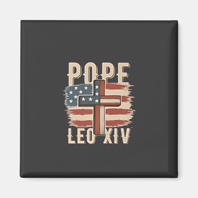 Aimant Église chrétienne du pape Léon XIV Drapeau américa (Devant)