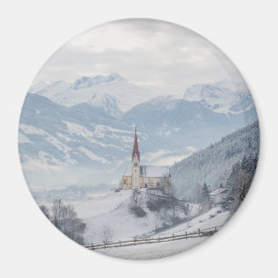 Aimant Église dans Zillertal dans l'aimant rond d'hiver