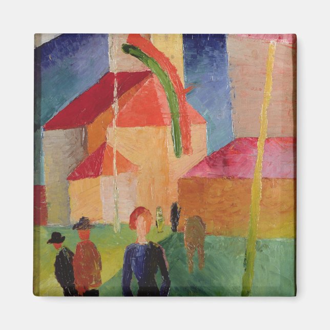 Aimant Eglise décorée avec drapeaux (Devant)