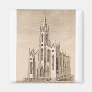 Aimant Église Saint-Nicolas de New York croquis vintage