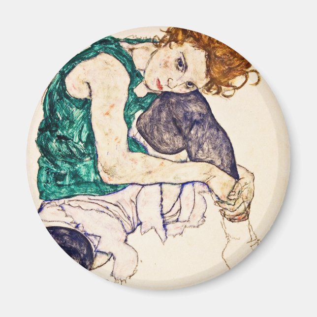 Aimant Egon Schiele - Femme Assis Avec Jambes Tirées Vers (Devant)