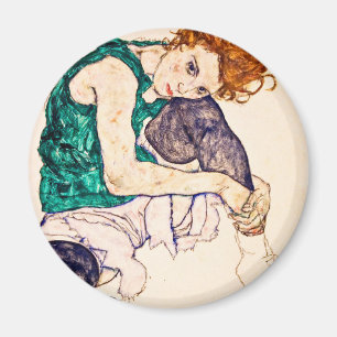Aimant Egon Schiele - femme assise avec des jambes