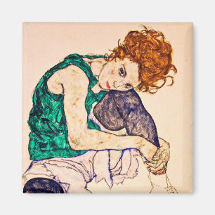 Aimant Egon Schiele - Une Femme Assis Aux Jambes Tirées