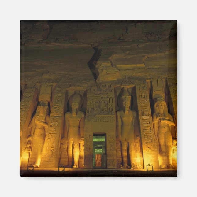 Aimant Égypte, Abu Simbel, Façade illuminée du petit (Devant)