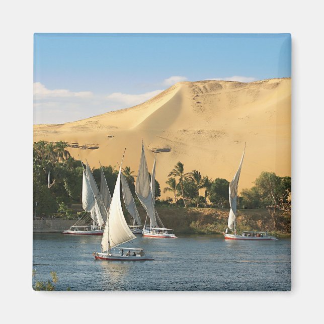 Aimant Égypte, Assouan, Nil, voiliers Felucca, 2 (Devant)