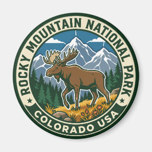Aimant Élan vintage au parc national de Rocky Mountain au
