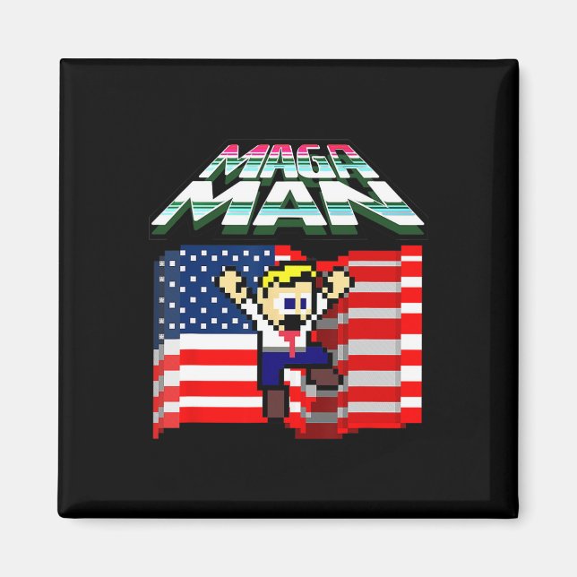 Aimant Élection 2024 Drapeau Américain Mega Man drôle Pré (Devant)