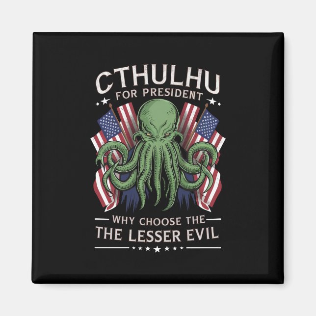 Aimant Élections drôles 2024 Cthulhu pour président (Devant)