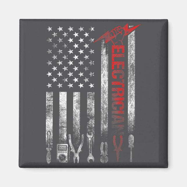 Aimant Electrician American Flag Funny Electricians Tools (Devant)