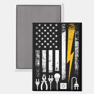Aimant Électricien de ligne drapeau américain Foudre
