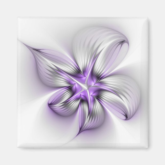 Aimant Élégance florale Art Abstrait Violet Fractal moder (Devant)